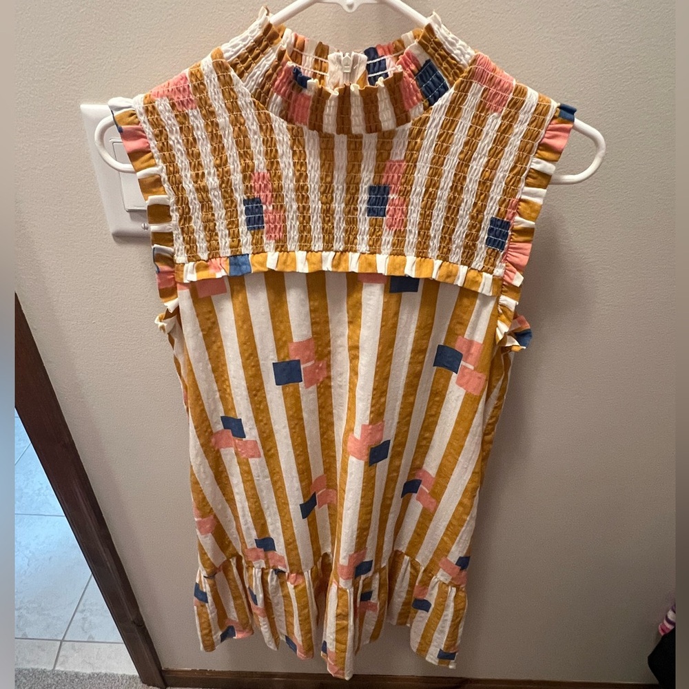 THML Multicolor Striped Flutter Sleeve Dress